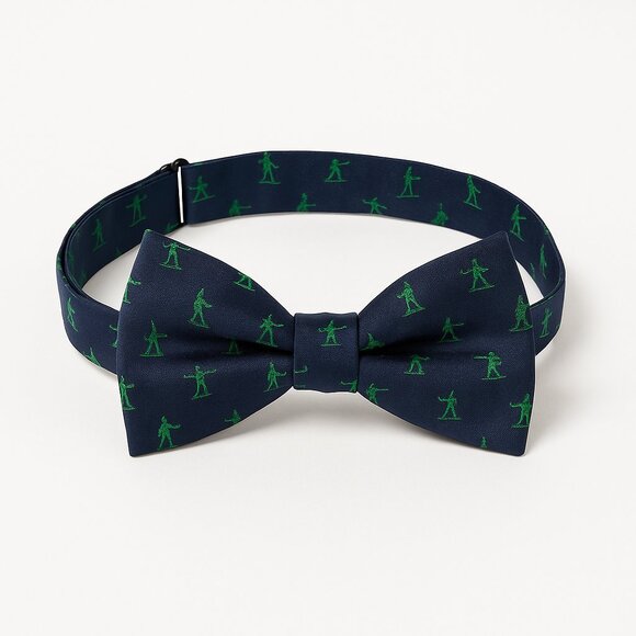 Bow Tie Tuesday silk bow tie with green army men - adjustable size - Picture 2 of 13